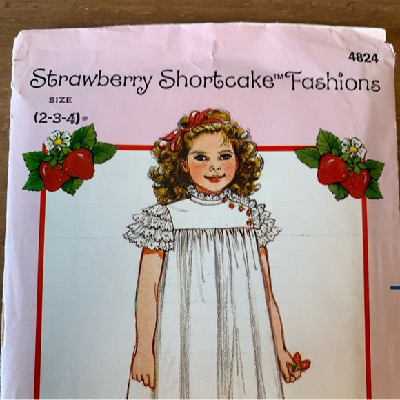 Butterick Strawberry Shortcake Fashions Pattern 4824 Drop Waist Dress Sz 2-3-4 - Picture 4 of 7